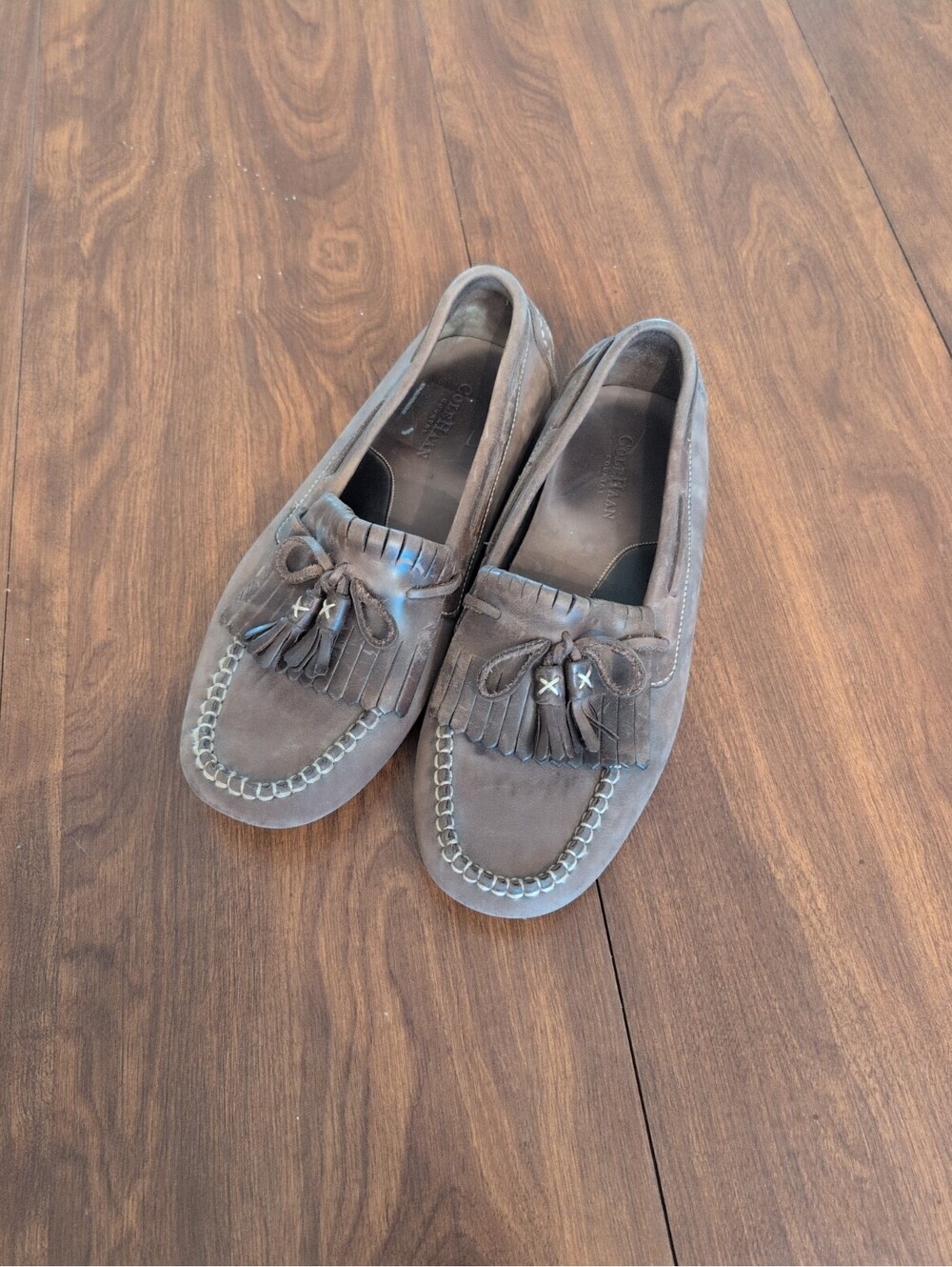Cole Haan Driving Moccasins Tan Leather Mens 9 Slip On Loafers Comfort Tassels
